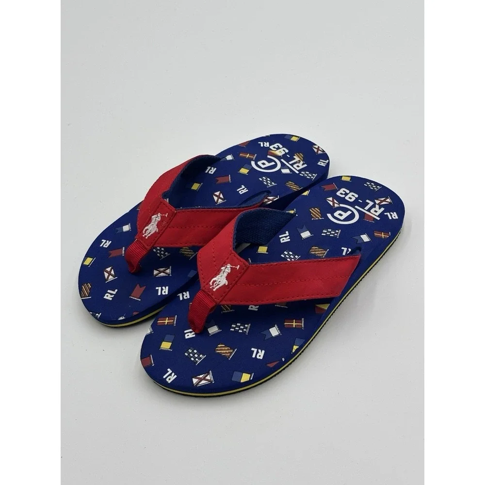 Polo Ralph Lauren RL-93 Nautical Flag Flip Flop Sandals Red Blue Youth Youth 4